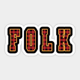 Folk Written in Plaid Varsity Letters Sticker